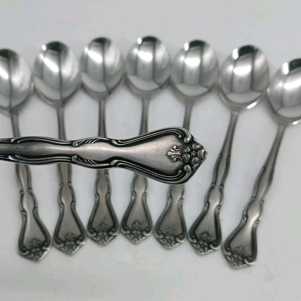 8X Tbsp Vtg Noritake 18-8 Stainless Japan Sylvia Flatware Table Spoons